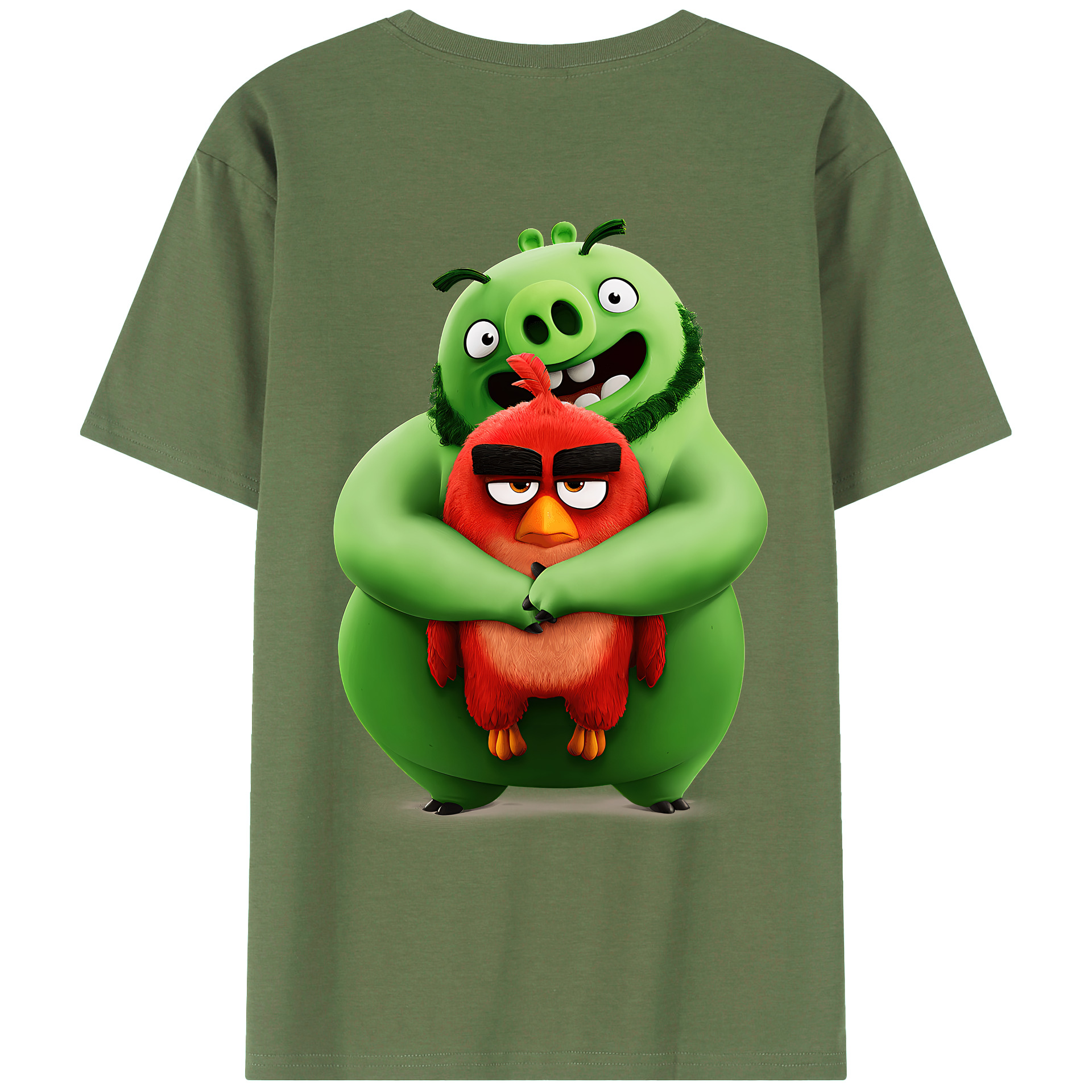 （画像用） Angry Birds アングリーバード 綿100％ メンズ半袖Tシャツ（バックプリント） 通気性